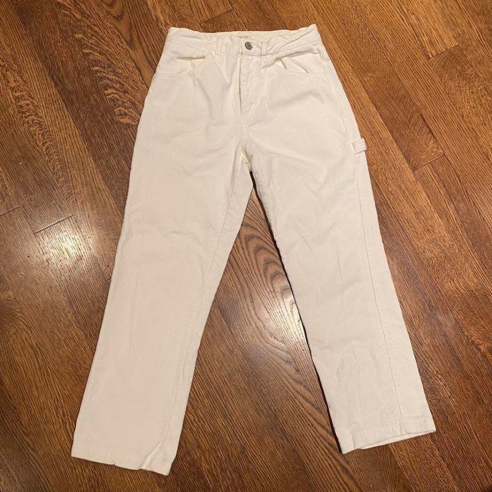 Brandy Melville White Corduroy Carpenter Pants